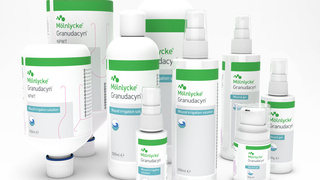 Granudacyn®, una gamma di soluzioni per la pulizia e l'idratazione delle ferite.